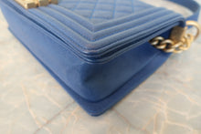 Load image into Gallery viewer, CHANEL LeBOY CHANEL chain shoulder bag Caviar skin Blue/Gold hadware Shoulder bag 700120120