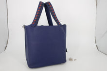 Load image into Gallery viewer, HERMES PICOTIN LOCK MM Tressage Epsom leather Blue encre/Brique/Black D Engraving Hand bag 800100181