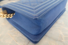 Load image into Gallery viewer, CHANEL LeBOY CHANEL chain shoulder bag Caviar skin Blue/Gold hadware Shoulder bag 700120120