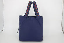 Load image into Gallery viewer, HERMES PICOTIN LOCK MM Tressage Epsom leather Blue encre/Brique/Black D Engraving Hand bag 800100181