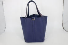 Load image into Gallery viewer, HERMES PICOTIN LOCK MM Tressage Epsom leather Blue encre/Brique/Black D Engraving Hand bag 800100181