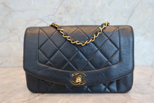 Load image into Gallery viewer, CHANEL  Diana matelasse chain shoulder bag Lambskin Black/Gold hadware Shoulder bag 700080191