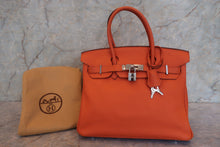 Load image into Gallery viewer, HERMES BIRKIN 30 Clemence leather Orange □K Engraving Hand bag 700120078