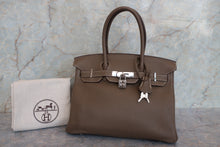 Load image into Gallery viewer, HERMES BIRKIN 30 Togo leather Etoupe gray R Engraving Hand bag 700100005