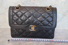 Load image into Gallery viewer, CHANEL Paris Limited Mini Matelasse double flap chain shoulder bag Lambskin Black/Gold hadware Shoulder bag 700120143