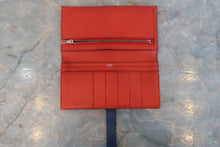 Load image into Gallery viewer, HERMES  Bearn Soufflet Verso Epsom leather Blue brighton/Capucine A Engraving Wallet 700060104