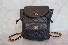 Load image into Gallery viewer, CHANEL Matelasse chain back pack Lambskin Black/Gold hadware Back pack 700100021