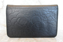 Load image into Gallery viewer, CHANEL Camelia Chain wallet Lambskin Black/Silver hadware Shoulder bag 700070255