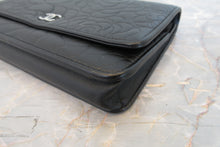 Load image into Gallery viewer, CHANEL Camelia Chain wallet Lambskin Black/Silver hadware Shoulder bag 700070255