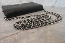 Load image into Gallery viewer, CHANEL Camelia Chain wallet Lambskin Black/Silver hadware Shoulder bag 700070255