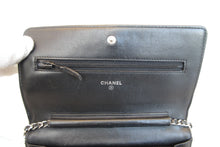 Load image into Gallery viewer, CHANEL Camelia Chain wallet Lambskin Black/Silver hadware Shoulder bag 700070255