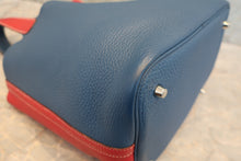 Load image into Gallery viewer, HERMES PICOTIN LOCK CASAQUE MM Clemence leather Rouge casaque/Blue thalassa □P Engraving Hand bag 800080233