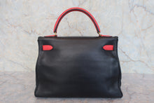 将图片加载到图库查看器,HERMES KELLY 32 Gulliver leather Black/Rouge vif 〇Z刻印 Shoulder bag 800030045