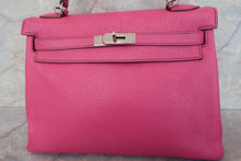 Load image into Gallery viewer, HERMES KELLY 32 Chevre myzore goatskim Fuschia pink □J Engraving Shoulder bag 700090216
