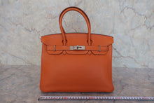 将图片加载到图库查看器,HERMES BIRKIN 30 Clemence leather Orange □J刻印 Hand bag 800030041