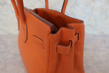 将图片加载到图库查看器,HERMES BIRKIN 30 Clemence leather Orange □J刻印 Hand bag 800030041