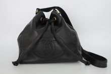 Load image into Gallery viewer, CHANEL CC mark drawstring bag Shoulder bag Lambskin Black/Gold hardware Shoulder bag 800090174