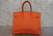 将图片加载到图库查看器,HERMES BIRKIN 35 Clemence leather Orange □G刻印 Hand bag 800030028