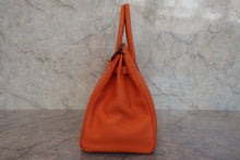 将图片加载到图库查看器,HERMES BIRKIN 35 Clemence leather Orange □G刻印 Hand bag 800030028