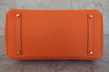 将图片加载到图库查看器,HERMES BIRKIN 35 Clemence leather Orange □G刻印 Hand bag 800030028