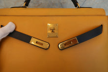 画像をギャラリービューアに読み込む, HERMES/エルメス ケリー32 クシュベル ジョーヌ/ネイビー 〇Z刻印 ショルダーバッグ 700030081