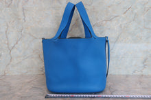Load image into Gallery viewer, HERMES PICOTIN LOCK MM Clemence leather Blue zanzibar X Engraving Hand bag 700100043