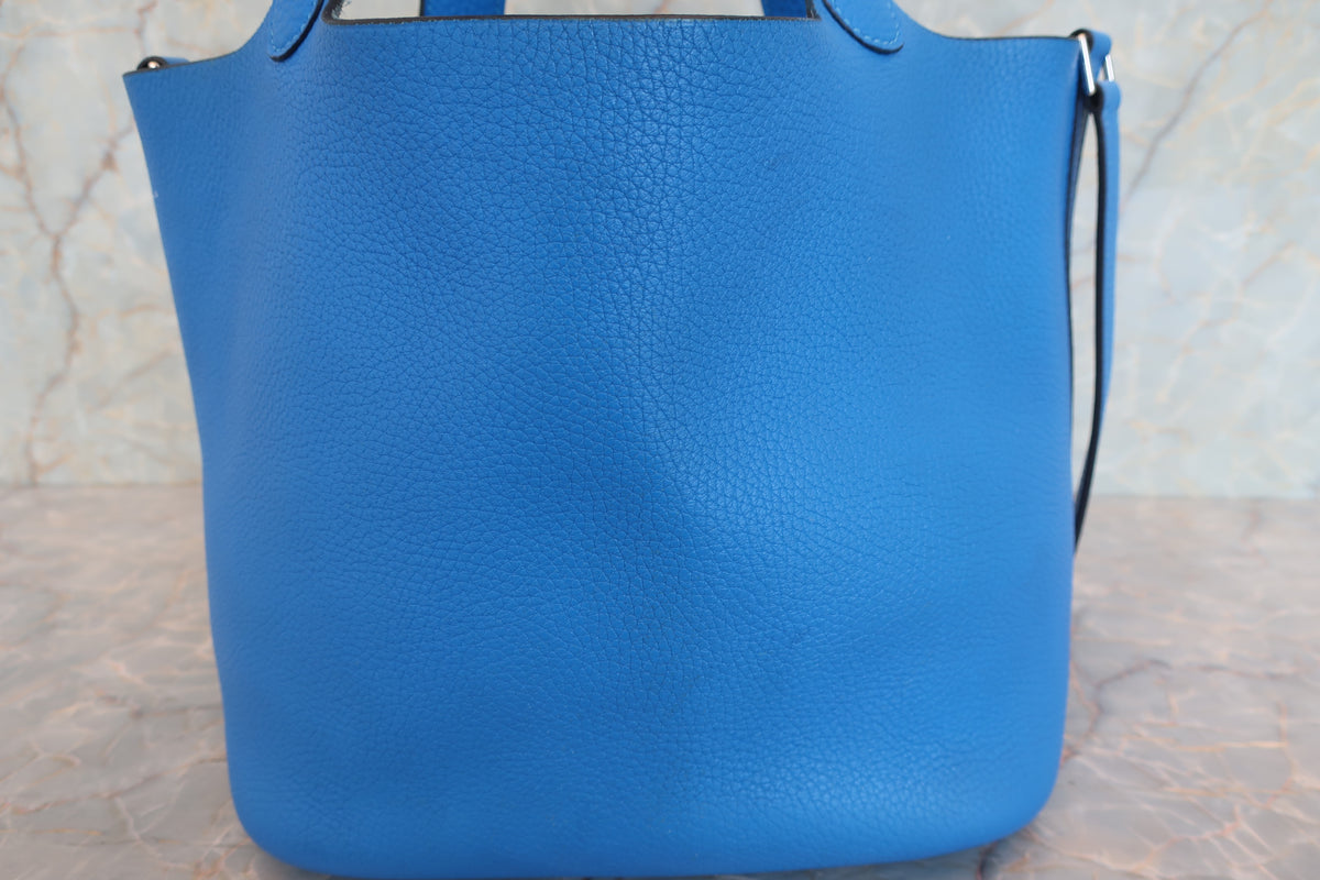 HERMES PICOTIN LOCK MM Clemence leather Blue zanzibar X刻印Hand