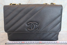 Load image into Gallery viewer, CHANEL  Bias stitch chain shoulder bag Caviar skin Black/Gold hadware Shoulder bag 700080221