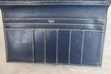 Load image into Gallery viewer, HERMES  Bearn classic Graine Lisse leather Blue □F Engraving Wallet 700080095