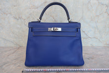 Load image into Gallery viewer, HERMES CANDY KERRY 28 Epsom leather Blue electric/Mykonos □O Engraving Shoulder bag 800040078