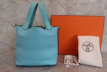 将图片加载到图库查看器,HERMES PICOTIN LOCK TOUCH MM Clemence leather/Swift leather Blue atoll T刻印 Hand bag 800060083
