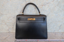 將圖片載入圖庫檢視器 HERMES/エルメス ケリー28 ボックスカーフ ブラック 〇Z刻印 ショルダーバッグ 700090111