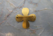 Load image into Gallery viewer, CHANEL CC mark rhinestone clover brooch Gold plate Gold Brooch 700010063