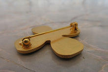 Load image into Gallery viewer, CHANEL CC mark rhinestone clover brooch Gold plate Gold Brooch 700010063