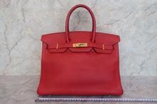 Load image into Gallery viewer, HERMES BIRKIN 35 Clemence leather Rouge vif □B Engraving Hand bag 700120190