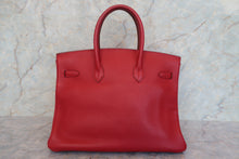 Load image into Gallery viewer, HERMES BIRKIN 35 Clemence leather Rouge vif □B Engraving Hand bag 700120190