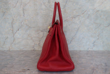 Load image into Gallery viewer, HERMES BIRKIN 35 Clemence leather Rouge vif □B Engraving Hand bag 700120190
