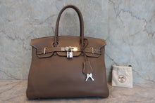 Load image into Gallery viewer, HERMES BIRKIN 30 Clemence leather Etoupe gray □H Engraving Hand bag 800020023