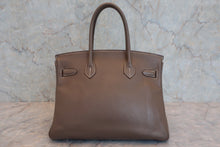 Load image into Gallery viewer, HERMES BIRKIN 30 Clemence leather Etoupe gray □H Engraving Hand bag 800020023