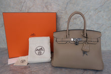 Load image into Gallery viewer, HERMES BIRKIN 30 Clemence leather Gris tourterelle Y Engraving Hand bag 700120202