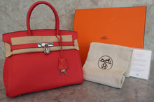 Load image into Gallery viewer, HERMES BIRKIN 30 Clemence leather Rouge pivoine R Engraving Hand bag 800090099