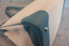 画像をギャラリービューアに読み込む, HERMES/エルメス バーキン40 トワルアッシュ/トリヨンクレマンス ベージュ/シエル □M刻印 ハンドバッグ 800010168