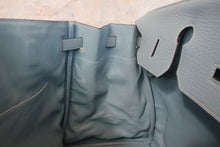 画像をギャラリービューアに読み込む, HERMES/エルメス バーキン40 トワルアッシュ/トリヨンクレマンス ベージュ/シエル □M刻印 ハンドバッグ 800010168