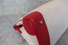 Load image into Gallery viewer, HERMES BIRKIN 35 Toile H/Graine Couchevel leather Beige/Rouge vif □D Engraving Hand bag 700100044