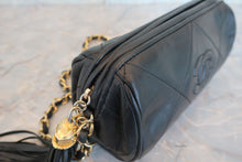Load image into Gallery viewer, CHANEL CC mark fringe chain shoulder bag Lambskin Black/Gold hadware Shoulder bag 700090020