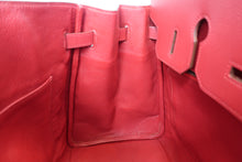 Load image into Gallery viewer, HERMES BIRKIN 35 Toile H/Graine Couchevel leather Beige/Rouge vif □D Engraving Hand bag 700100044