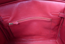 Load image into Gallery viewer, HERMES BIRKIN 35 Toile H/Graine Couchevel leather Beige/Rouge vif □D Engraving Hand bag 700100044