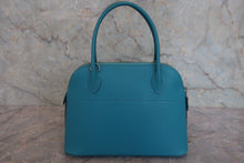 将图片加载到图库查看器,HERMES/BOLIDE 27 Chevre myzore goatskim Turquoise blue □H刻印 Shoulder bag 800030086