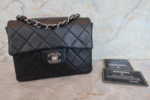 Load image into Gallery viewer, CHANEL Mini Matelasse single flap chain shoulder bag Lambskin Black/Silver hadware Shoulder bag 700090024