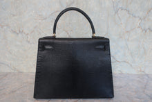 画像をギャラリービューアに読み込む, HERMES/エルメス ケリー28 リザード ブラック 〇S刻印 ショルダーバッグ 800020026